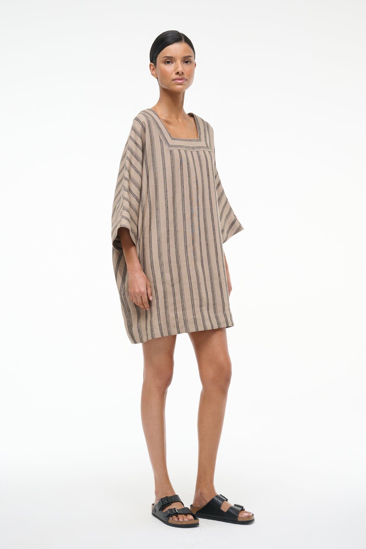 Image MANUELA LINEN DRESS | SAHARA STRIPE 3 of 6 and Clicking this image will trigger a zoom pop-up