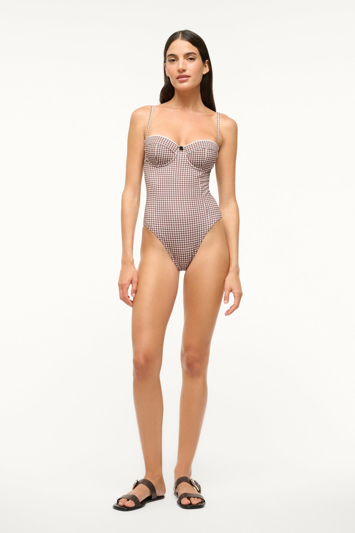 Image MAEVE ONE PIECE | DARK CHOCOLATE MICRO CHECK 1 of 6 and Clicking this image will trigger a zoom pop-up