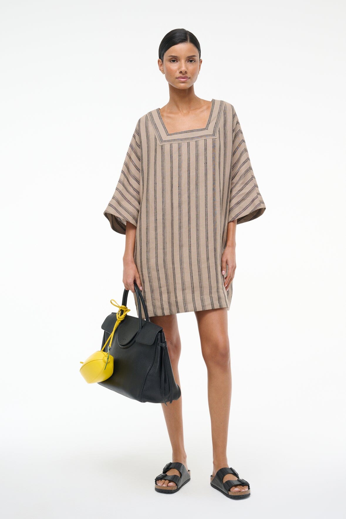 Image MANUELA LINEN DRESS | SAHARA STRIPE 1 of 6 and Clicking this image will trigger a zoom pop-up