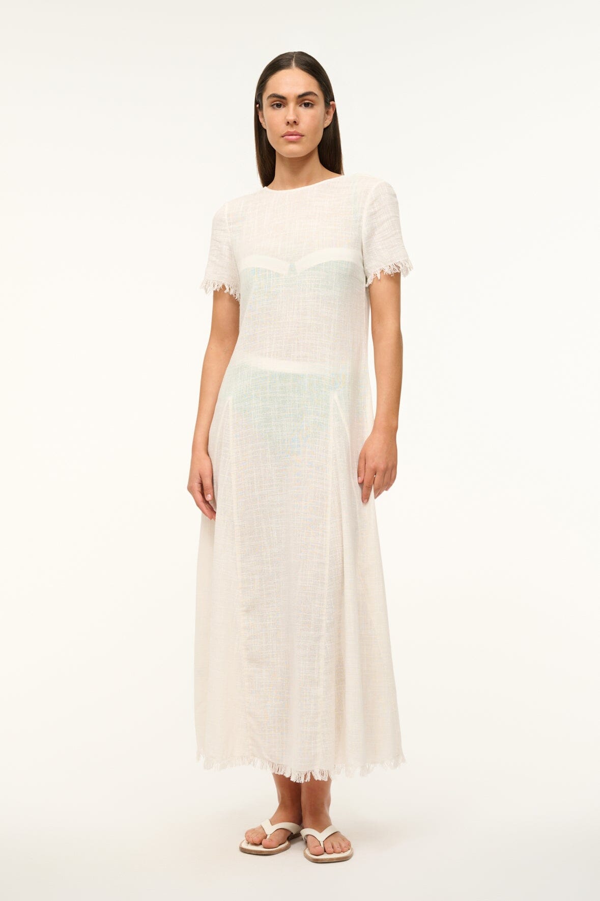 Image LE HAVRE COVERUP DRESS | BUTTERCREAM 3 of 5 and Clicking this image will trigger a zoom pop-up