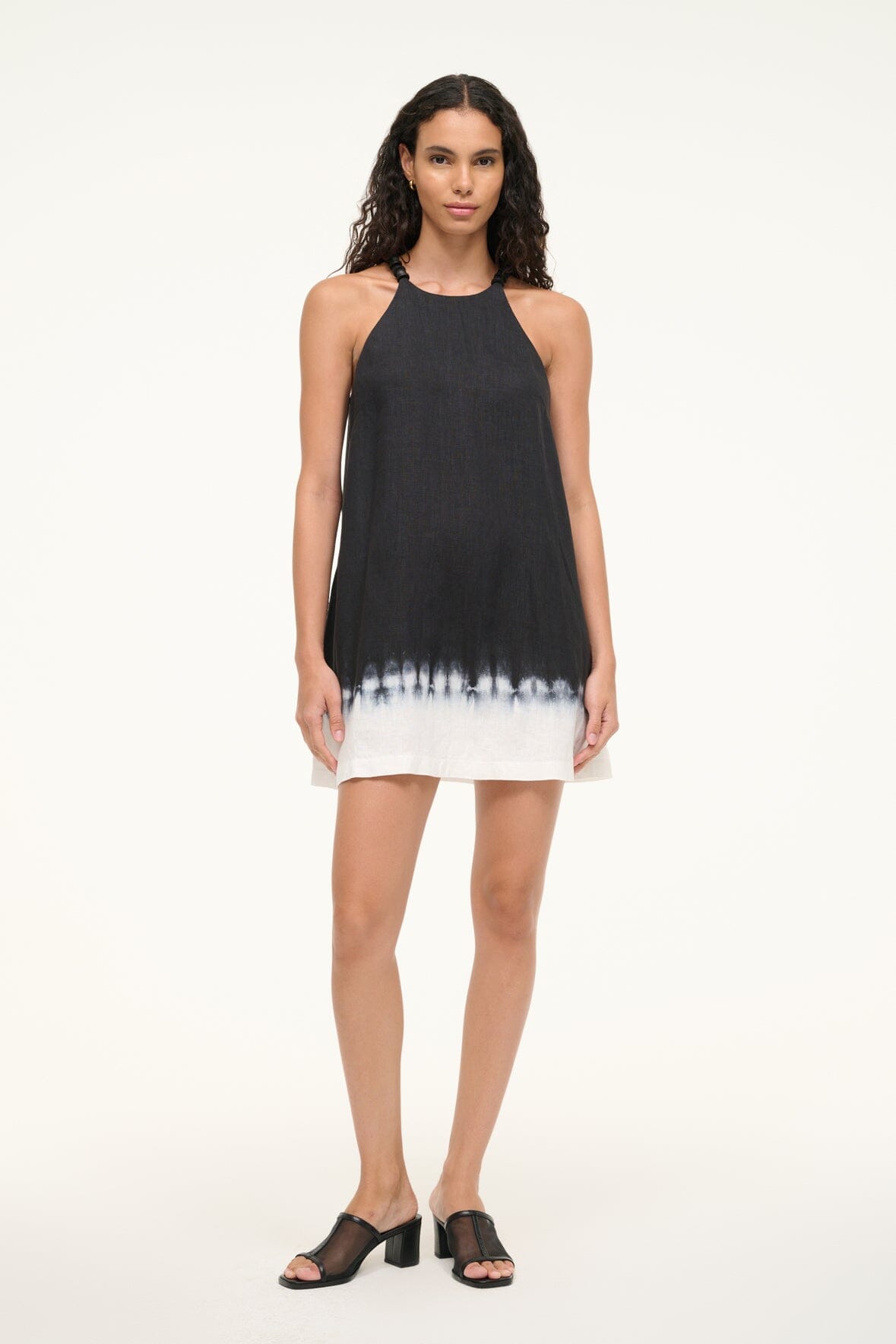 Image CABO LINEN DRESS | ONYX TIE DYE 4 of 7 and Clicking this image will trigger a zoom pop-up