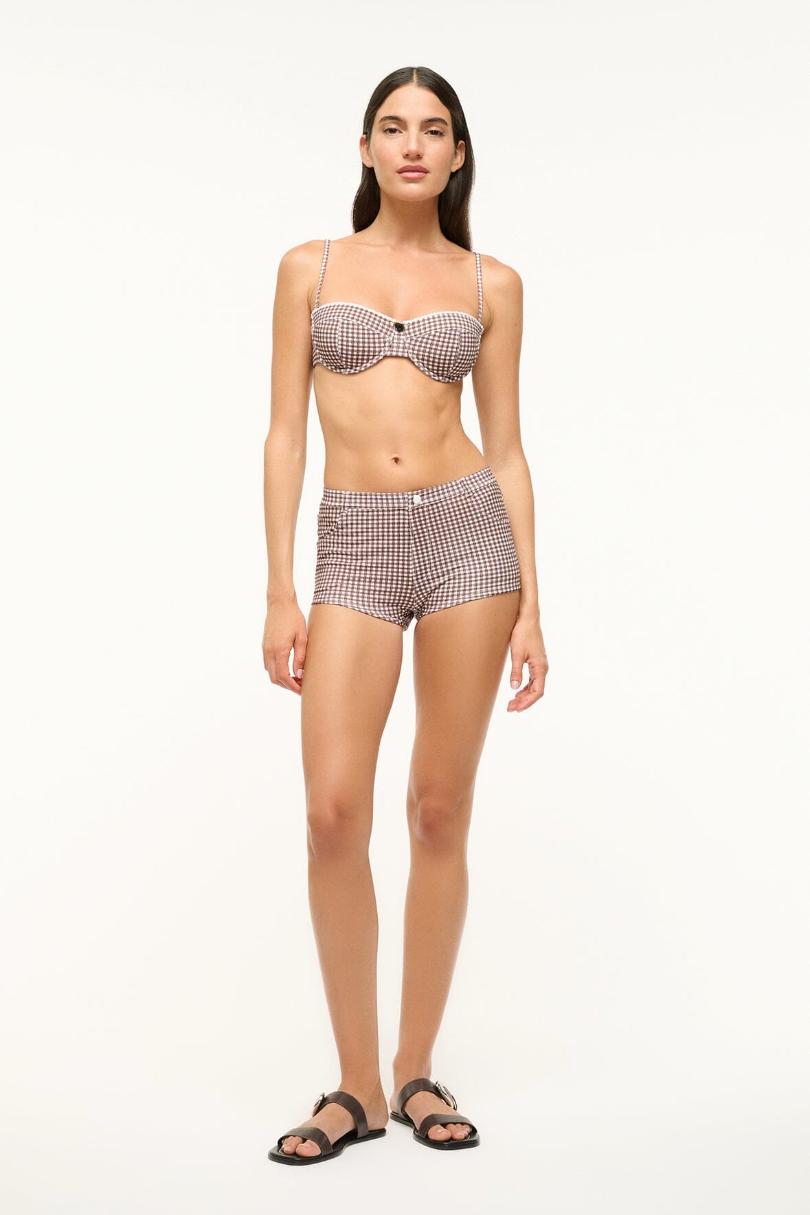 Image COD BIKINI BOTTOM | DARK CHOCOLATE MICRO CHECK 2 of 6 and Clicking this image will trigger a zoom pop-up