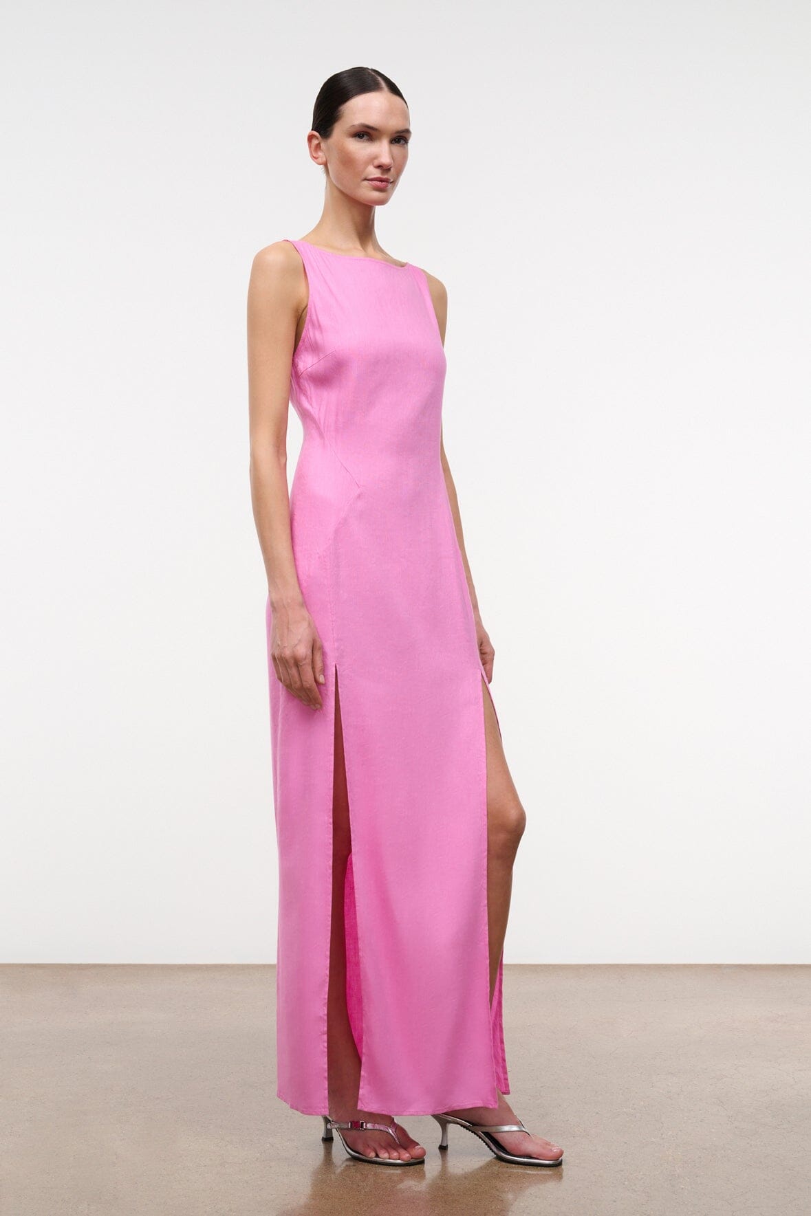 STAUD COSTA LINEN DRESS ORCHID