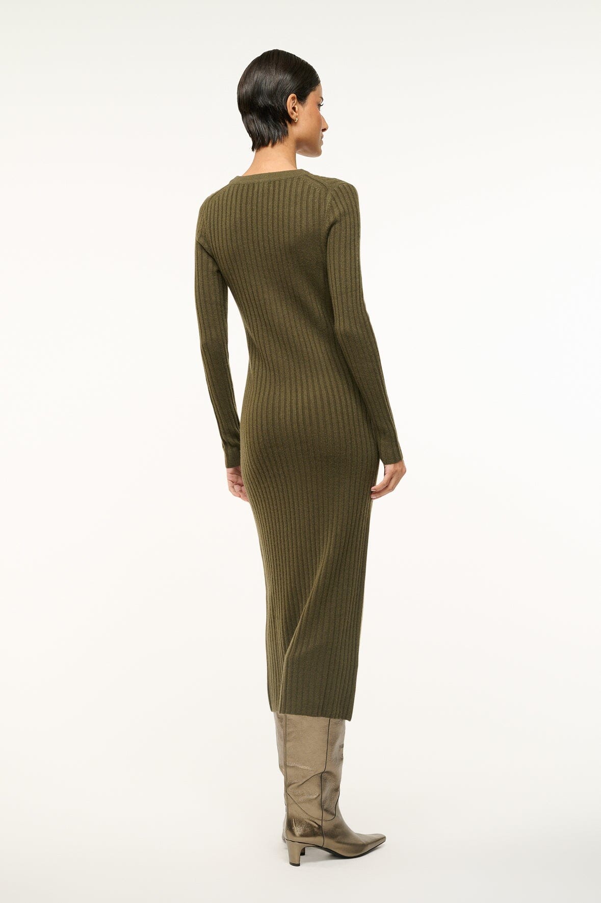 Image SHOKO CASHMERE SWEATER | DARK OLIVE 3 of 5 and Clicking this image will trigger a zoom pop-up