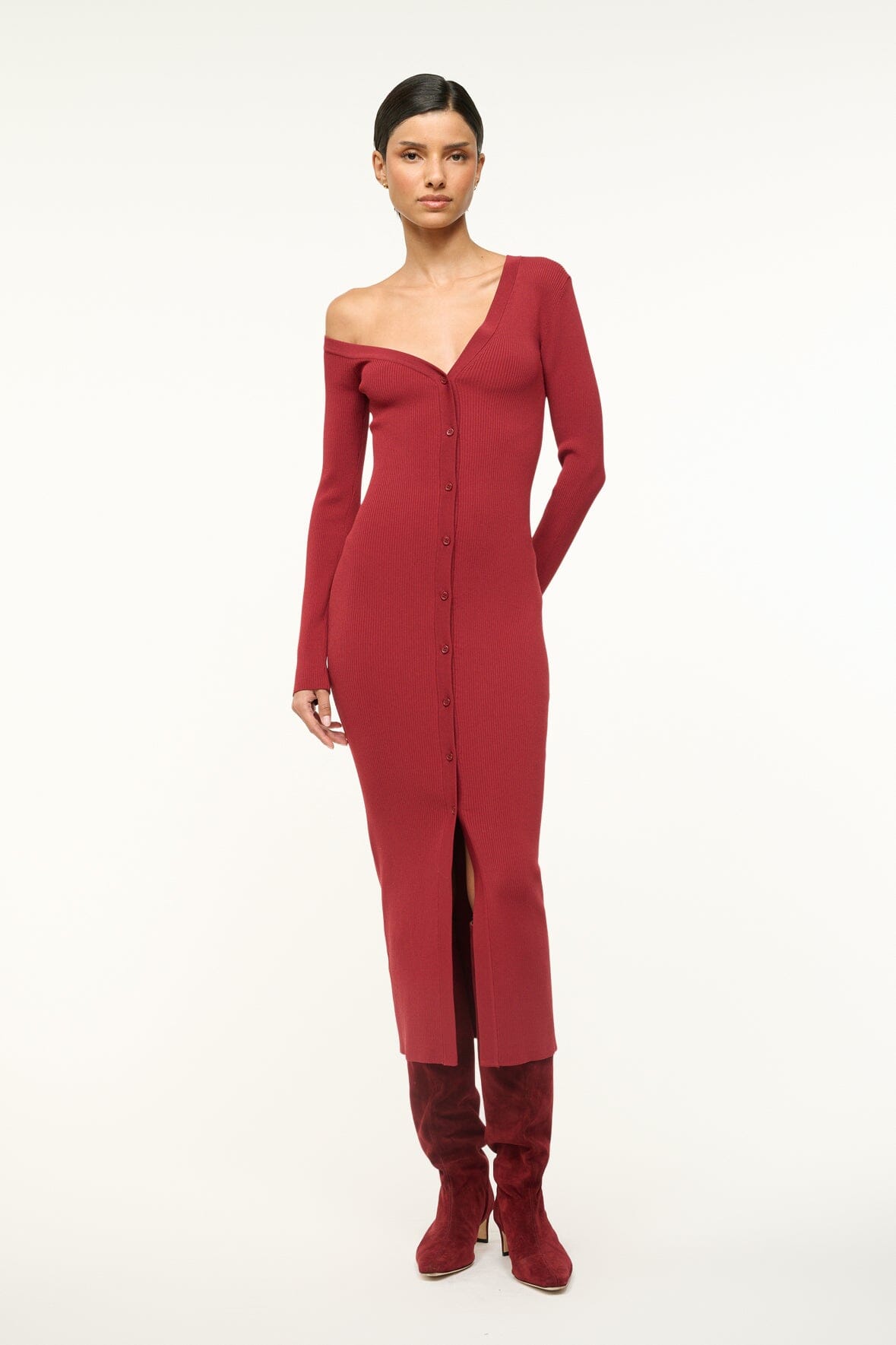 Image CRAFTSMAN SWEATER DRESS | SYRAH 1 of 5 and Clicking this image will trigger a zoom pop-up