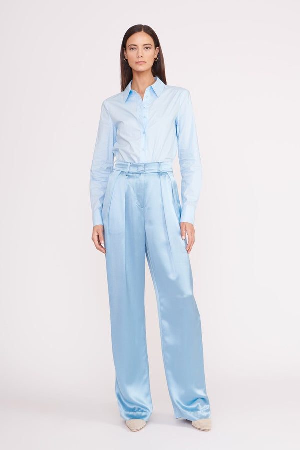 Buy Blue High Waist Satin Pants for Women Online