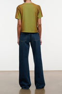 Relaxed-fit dark blue heritage jeans with back yoke and wide straight legs.