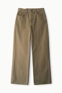 Greige relaxed jeans with button fly and wide straight legs