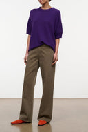 Taupe wide-leg jeans with side pockets and front seam detailing