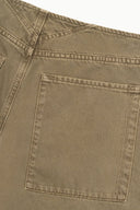 Greige jeans back patch pocket with reinforced stitching