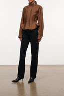 Jet black straight jeans with classic 5-pocket styling and zip fly.