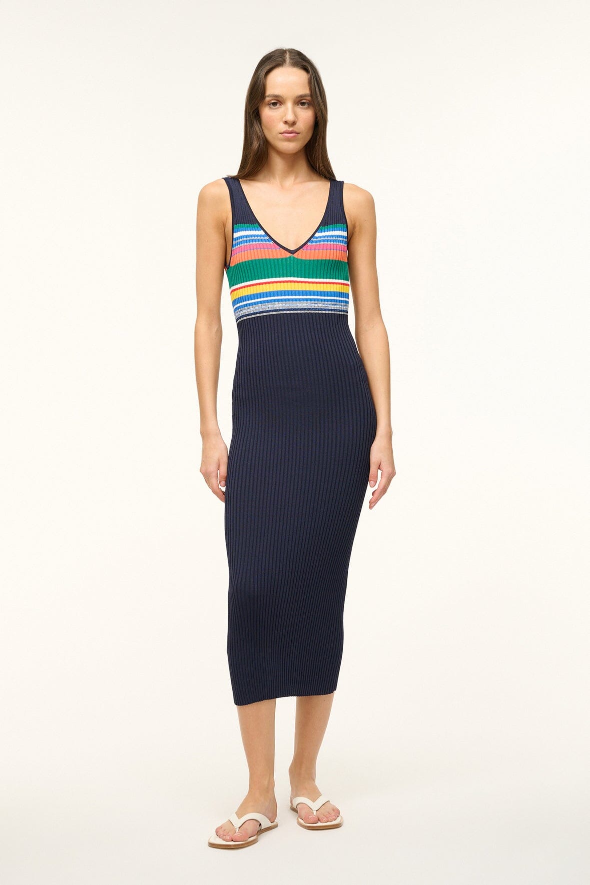 Image DANA DRESS | NAVY MULTI 1 of 5 and Clicking this image will trigger a zoom pop-up