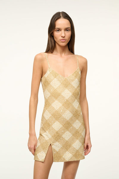 green emerald velvet dress STAUD ACQUA DRESS GOLDEN HOUR