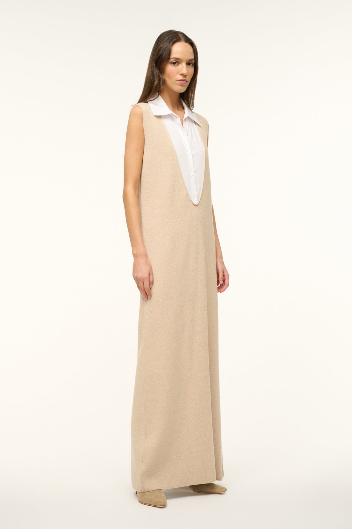 Image LESLIE DRESS | CAMEL WHITE 2 of 5 and Clicking this image will trigger a zoom pop-up