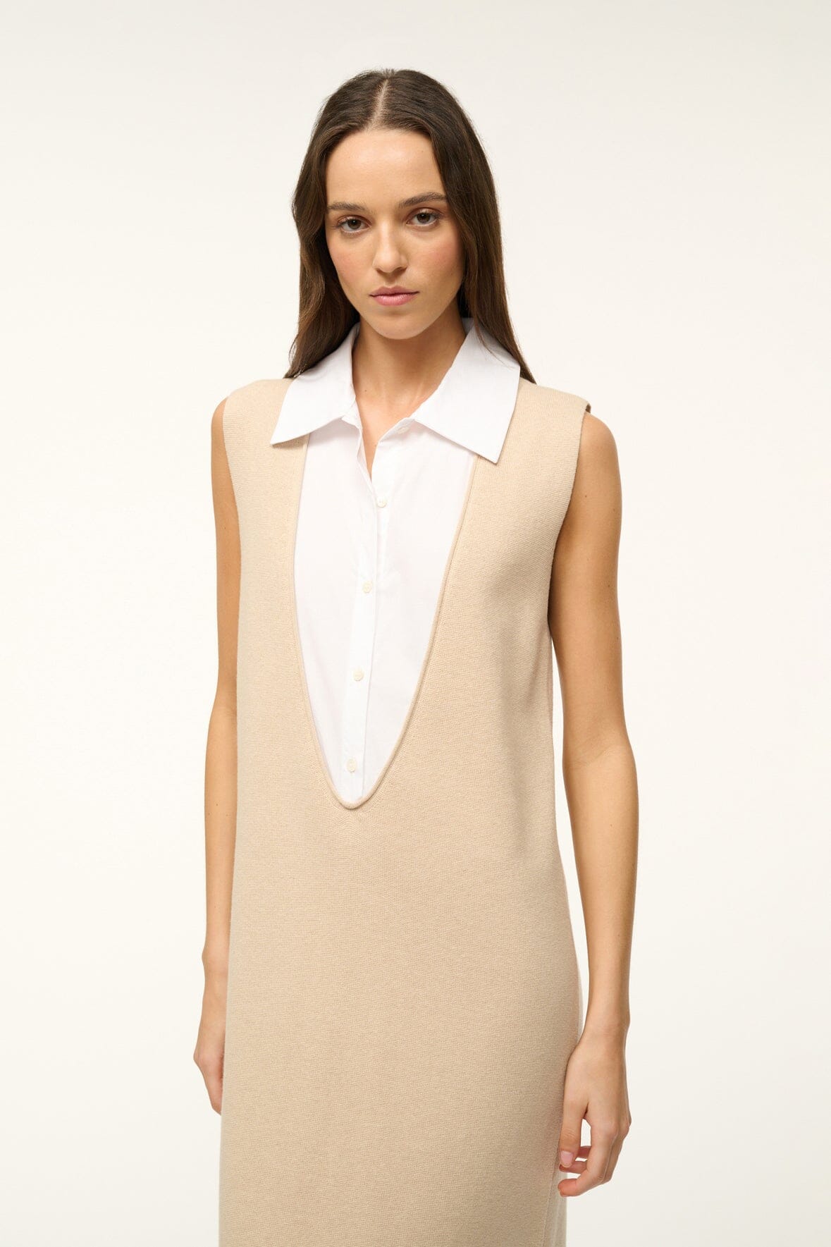 Image LESLIE DRESS | CAMEL WHITE 3 of 5 and Clicking this image will trigger a zoom pop-up