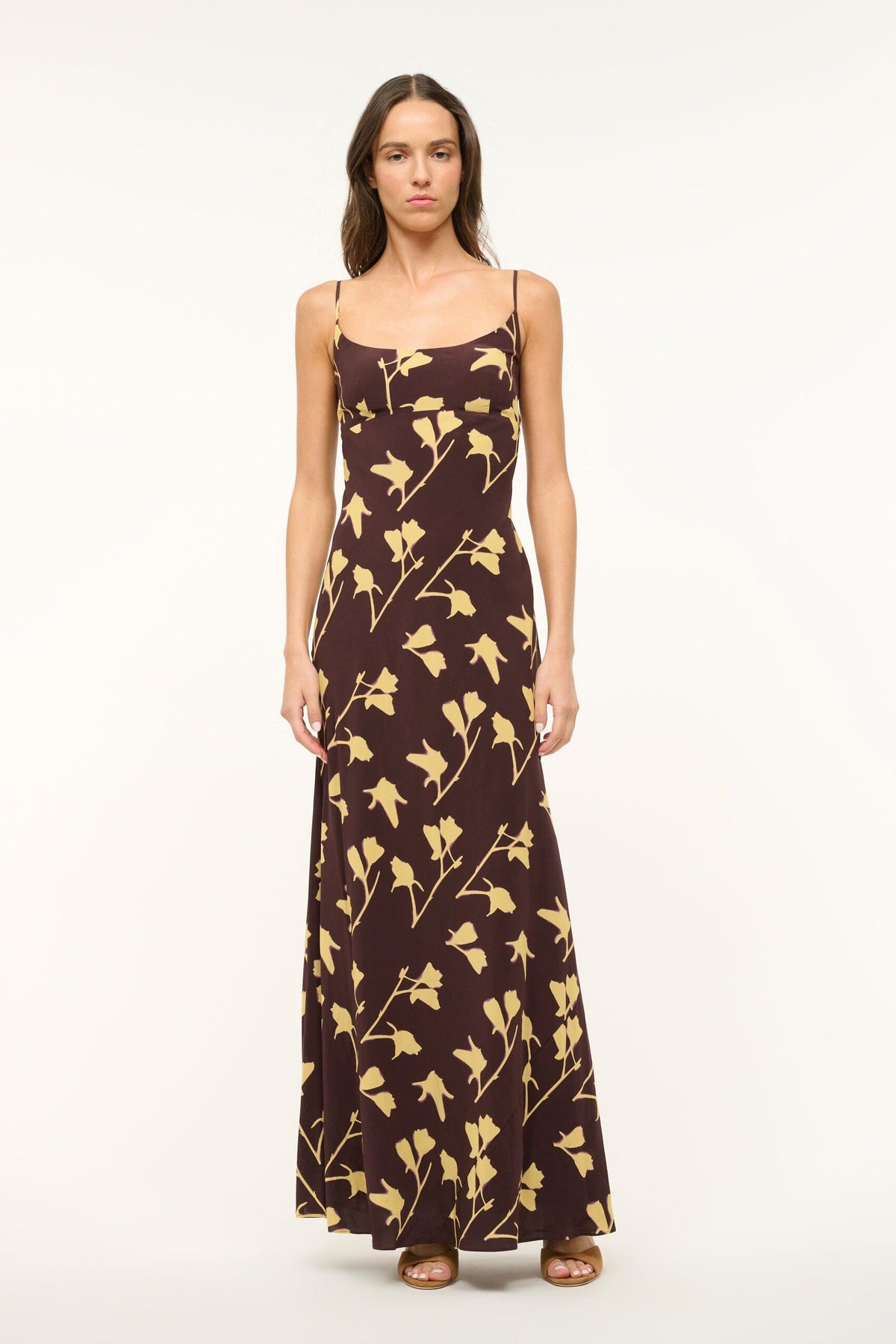 Image DINAH DRESS | EARTH PRESSED FLORAL 1 of 5 and Clicking this image will trigger a zoom pop-up