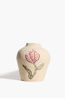 EMBROIDERED VASE | NATURAL GLAZE NATURAL GLAZE
