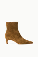 Cigar suede ankle boot with low block heel and pointed toe