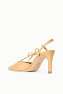 INEZ heel sandals in cashew tan, open toe, lace-up ankle strap, high heel