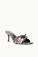 Women's quill-pattern mule with lace-up vamp and slim stiletto heel, side view