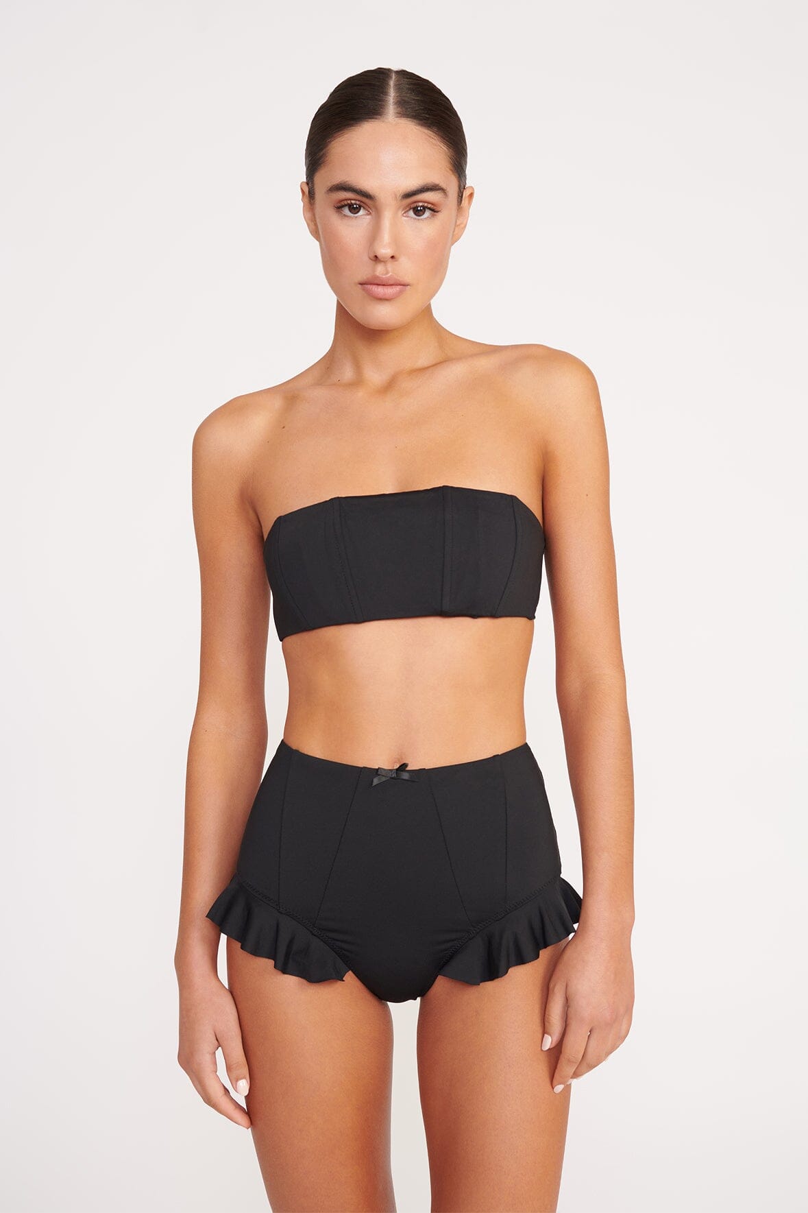 ASOS DESIGN Amy mix and match crinkle high leg high waist bikini bottom in  black | ASOS