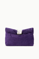 Purple cuff clutch with foldover top and silver clasp