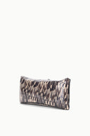 EVE quill clutch, slim rectangular side view with vertical stripe pattern