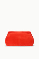 Tangerine-orange oversized bag with curved silhouette and subtle side seam.