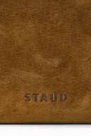 Cigar brown suede bag with 'STAUD' logo stamp