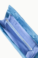 MUSE clutch open view with silver zipper and inner slip pockets