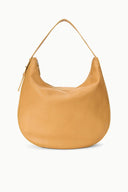 LEVI cashew tan hobo shoulder bag with curved open top and carry handles