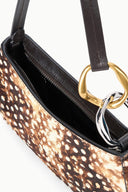 Fawn haircalf hobo bag interior with black lining and zip pocket