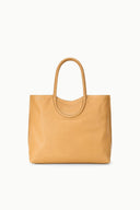 Cashew brown north-south tote bag with two top handles and open top