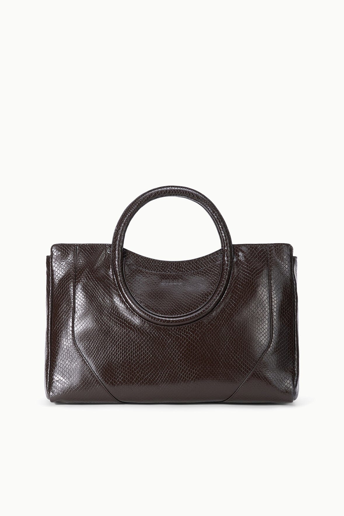 サンエスティバン　844891 Maude Espresso Snake-Embossed Leather Satchel Bag | STAUD