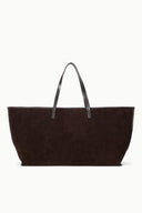 Brown suede large tote bag with two short handles