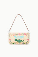 TIMMY convertible shoulder bag with beaded dinosaur print and top handle straps