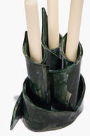 CERAMIC TRIPLE CANDLESTICK HOLDER | FOREST GLAZE