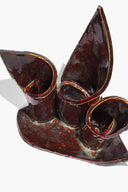 CERAMIC TRIPLE CANDLESTICK HOLDER | MAROON WASH GLAZE