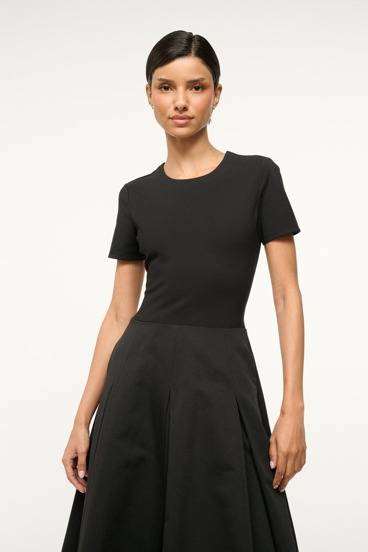 staud hopper pleated cocktail dress STAUD Hopper stretch-jersey and pleated faille maxi dress