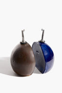 HENRY OLIVE OIL & VINEGAR DISPENSER SET | BROWN AND COBALT BLUE GLAZE BROWN AND COBALT BLUE GLAZE