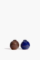 HENRY SALT & PEPPER SHAKER SET | BROWN AND COBALT BLUE GLAZE BROWN AND COBALT BLUE GLAZE