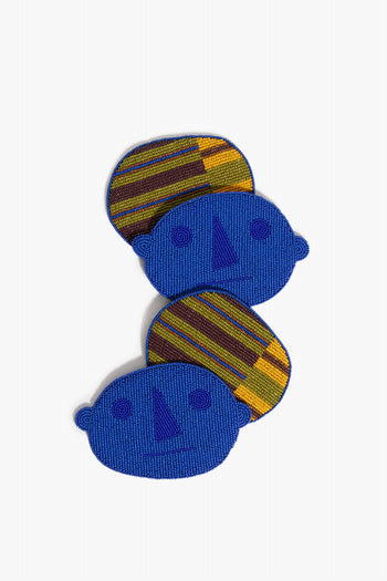 BEADED COASTERS | HENRY BLUE STRIPE HENRY BLUE STRIPE