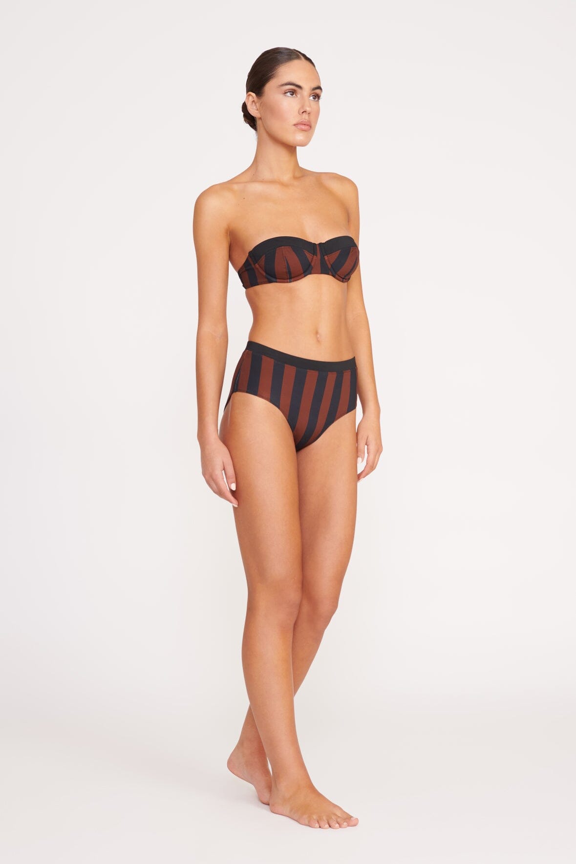 Black bottom and store striped top bikini