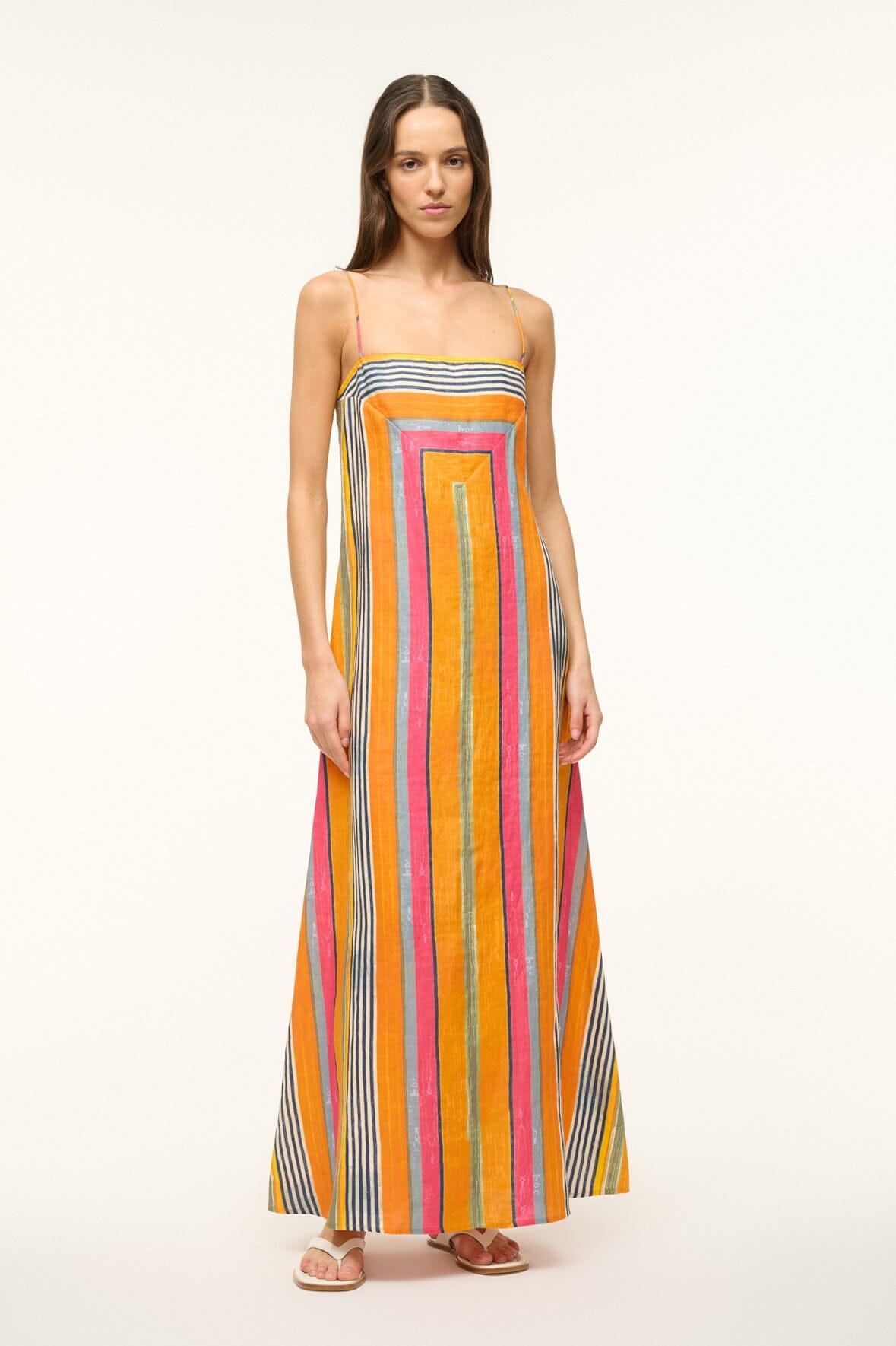 STAUD LAURA DRESS MULTI BAYADERE STRIPE