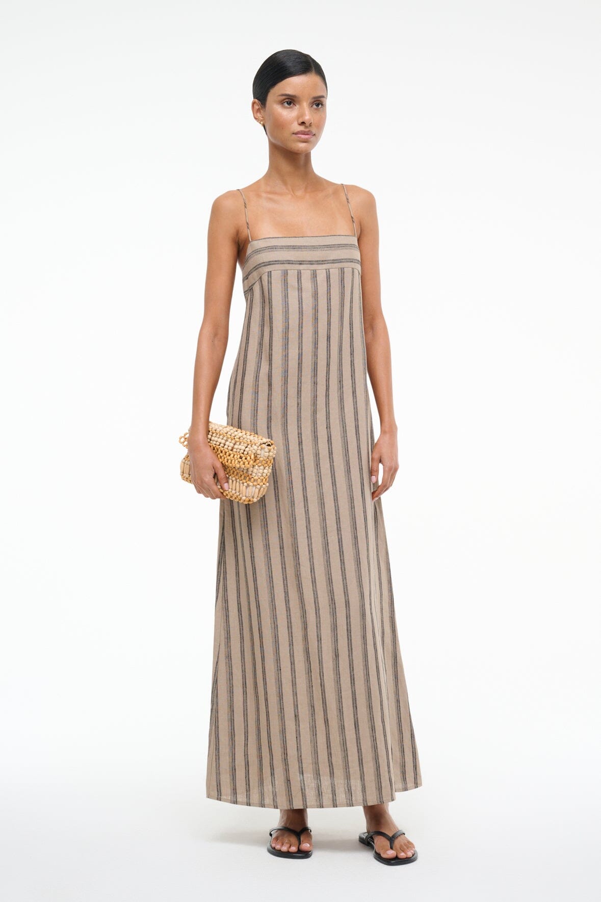 Image LAURA LINEN DRESS | SAHARA STRIPE 5 of 6 and Clicking this image will trigger a zoom pop-up