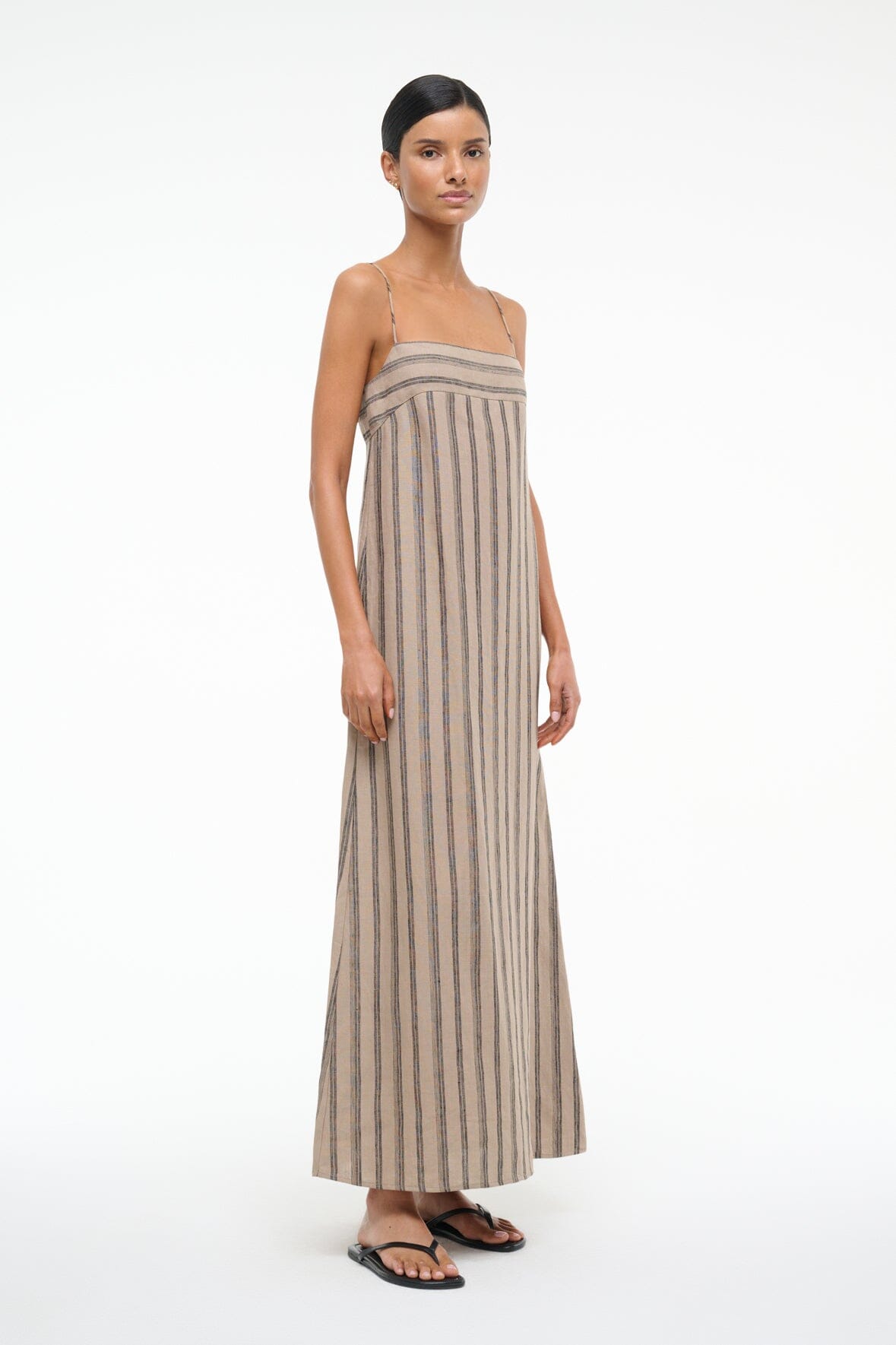 Image LAURA LINEN DRESS | SAHARA STRIPE 3 of 6 and Clicking this image will trigger a zoom pop-up