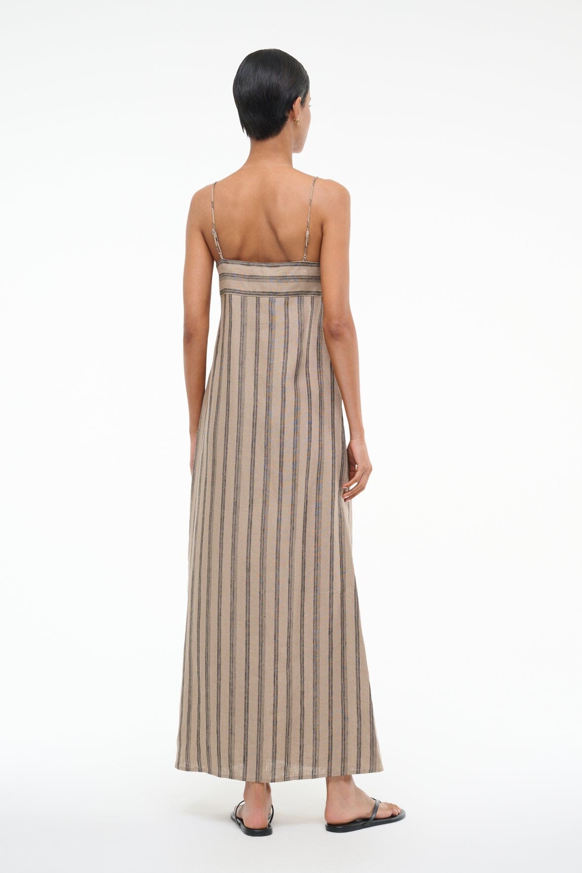 Image LAURA LINEN DRESS | SAHARA STRIPE 4 of 6 and Clicking this image will trigger a zoom pop-up