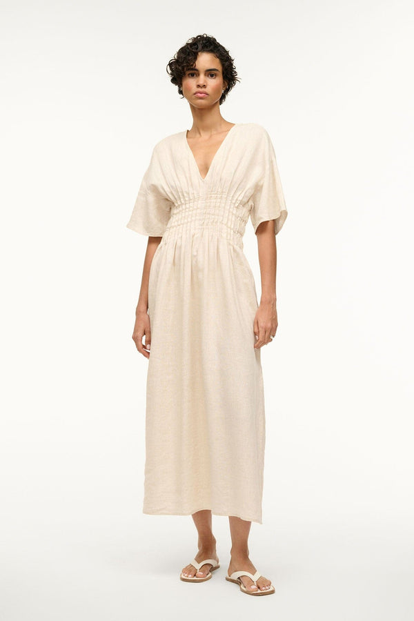 Knitted cotton-blend maxi dress in beige - Staud