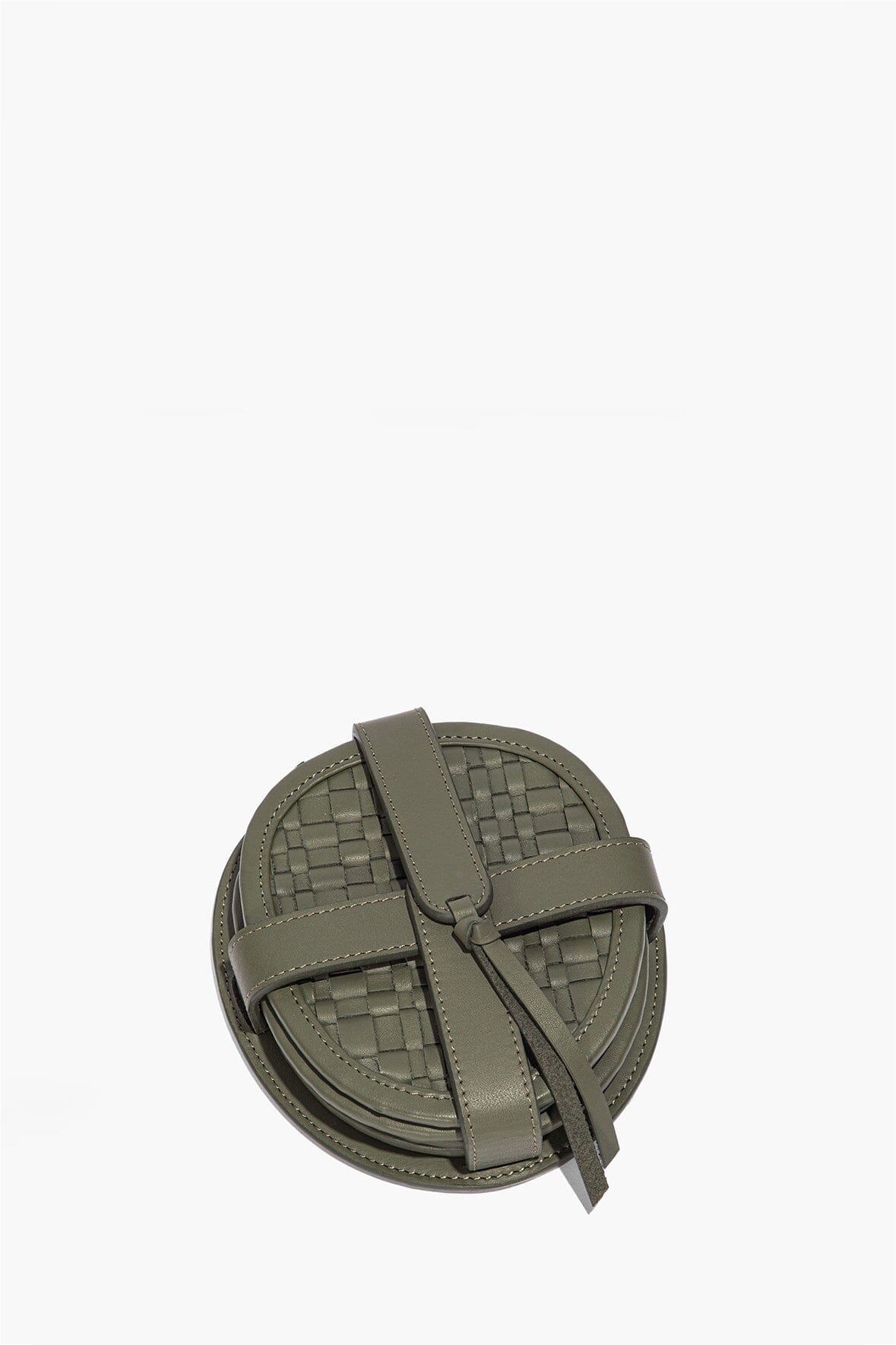 GROVE WOVEN LEATHER COASTERS | MOSS - MOSS