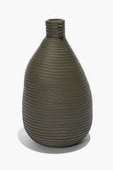 LARGE LEATHER WRAPPED VASE | MOSS